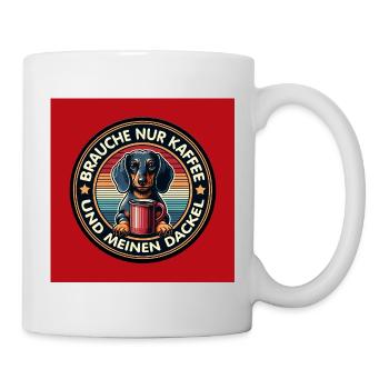 Dog dachshund with coffee cup humor motif - Mug - white - Right
