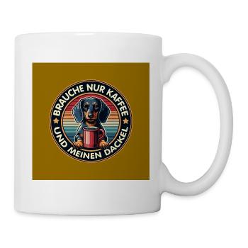 Dachshund dog with coffee cup saying - Mug - white - Right