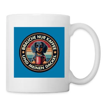 Teckel avec tasse à café au design rétro - Mug blanc - blanc - Droite
