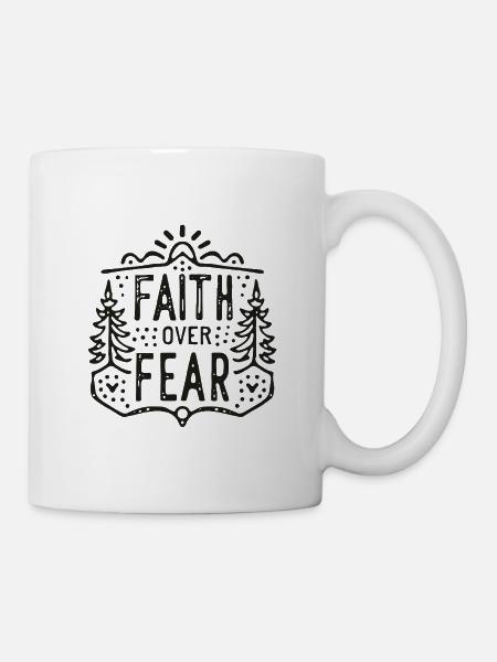 Faith over fear Christian mental health quotes - Kop/krus - hvid