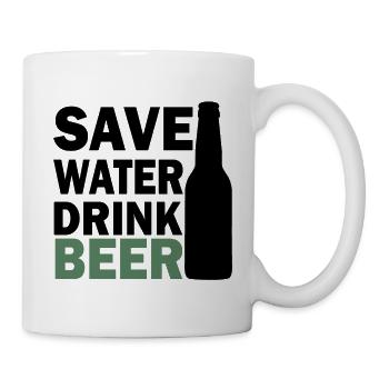 Hopfen und Gerste Bier Illustration - Tasse - Weiß - Rechts