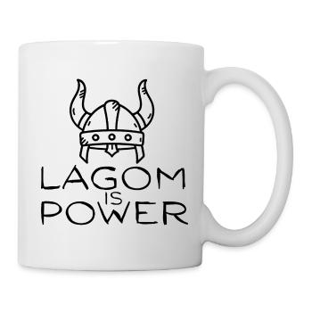 Lagom Is Power – Wikingerhelm Minimalistisches Design - Tasse - Weiß - Rechts