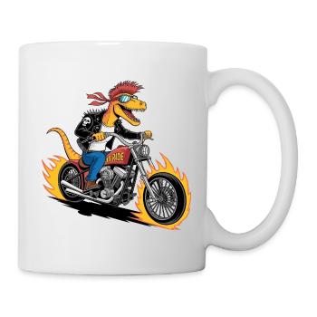 Muscular Dinosaur Punk Rock Raptor Chopper Rider - Mug - white - Right