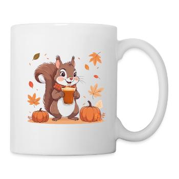 Süßes Eichhörnchen mit Pumpkin spice Latte Herbst  - Tasse - Weiß - Rechts