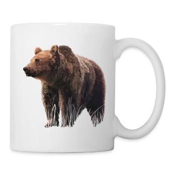 Realistic bear illustration on textile - Mug - white - Right