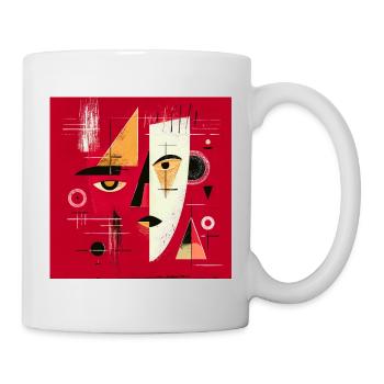 Contemporary Abstract Face in Red - Mug - white - Right
