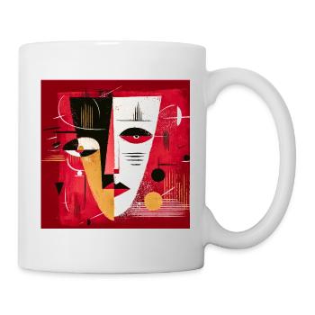 Portrait Abstrait Moderne en Rouge et Noir - Mug blanc - blanc - Droite