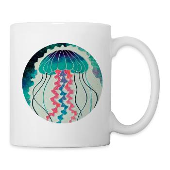 Lebendige Quallen-künstlerische Illustration - Tasse - Weiß - Rechts