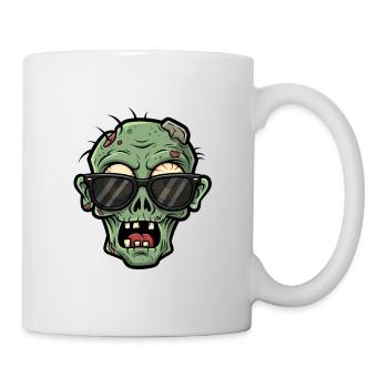 Dessin animé zombie effrayant avec des lunettes de soleil - Mug blanc - blanc - Droite