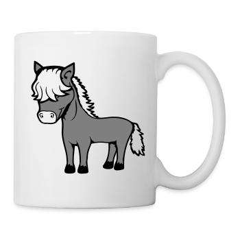 Pferd Bob Haare Frisur Pony Fohlen Niedlich Comic - Tasse - Weiß - Rechts