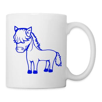 Pferd Bob Haare Frisur Pony Fohlen Niedlich Comic - Tasse - Weiß - Rechts