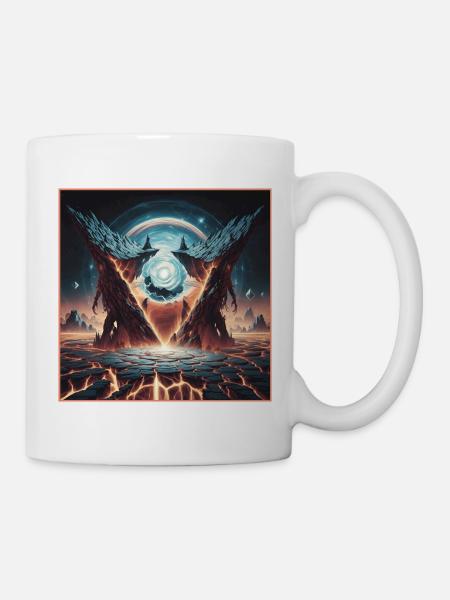 Epischer kosmischer Riss mit Drachenbergen - Tasse - Weiß