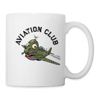 Flugzeug mit Militär-Oktopus-Karikatur - Tasse - Weiß - Rechts