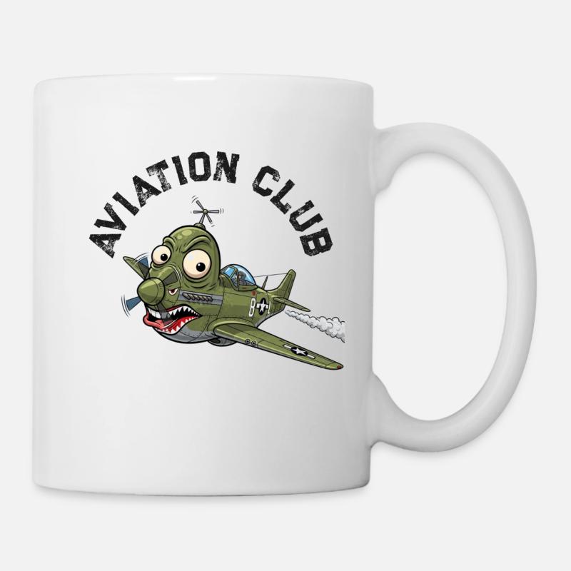 Avion avec caricature de pieuvre militaire - Mug blanc - blanc