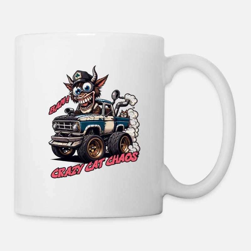 Crazy Cat Chaos Off-Road Design - Mug - white