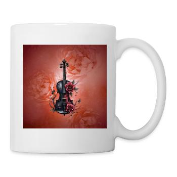 Geige Blumen Tattoo Kunst - Tasse - Weiß - Rechts