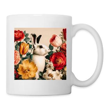 Elegant floral bunny in a lush garden - Mug - white - Right