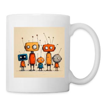 Kindlich freundlicher Roboter - Tasse - Weiß - Rechts