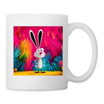 Cartoon Kaninchen im bunten Dschungel - Tasse - Weiß - Rechts