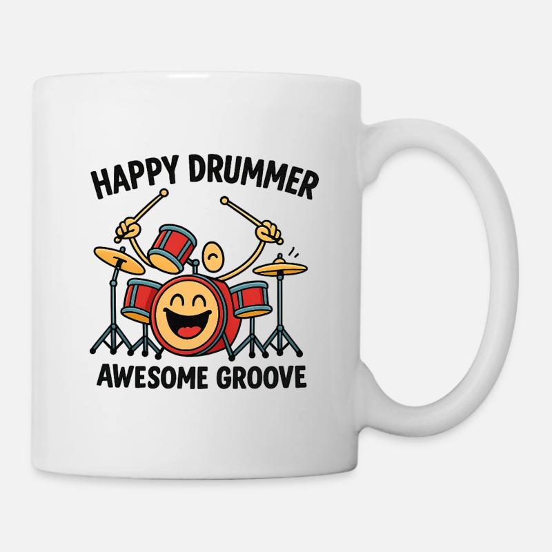 Batteur joyeux avec tambour rieur - Mug blanc - blanc