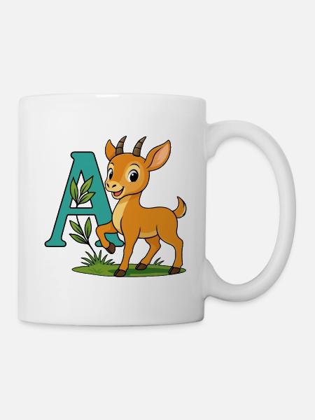Kindliche Antilope mit dem Buchstaben A - Tasse - Weiß