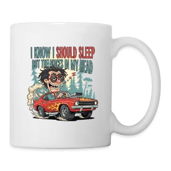 Sleepy Car Racer Cartoon Design - Mug - white - Right