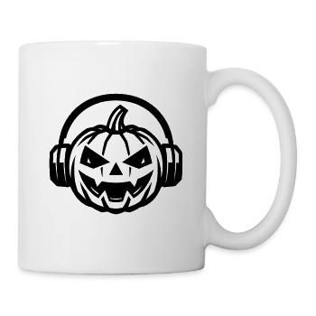 Halloween Kürbis mit Kopfhörern Illustration - Tasse - Weiß - Rechts