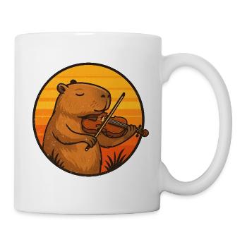 Capybara spielt Geige im Sonnenuntergang - Tasse - Weiß - Rechts