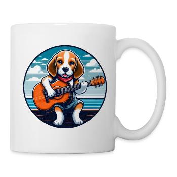 Dog lover Beagle with guitar - Mug - white - Right