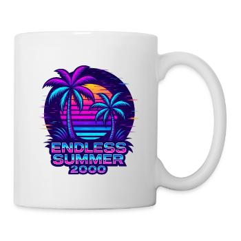 Neon Sonnenuntergang Palmen Design - Tasse - Weiß - Rechts