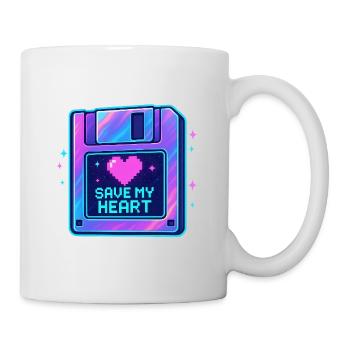 Pixel Herz Rette mein Herz - Tasse - Weiß - Rechts