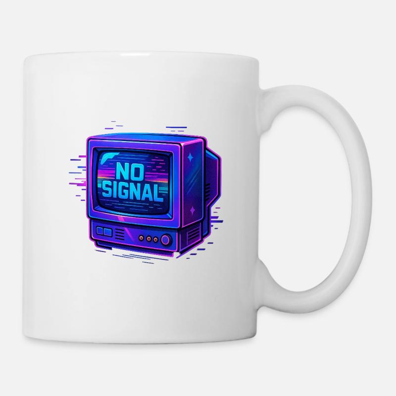 Illustration de télévision au néon rétro 'pas de signal' - Mug blanc - blanc