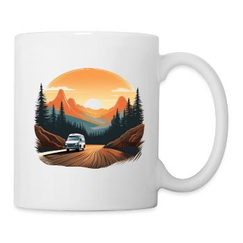 Aventure en montagne avec van au lever du soleil - Mug blanc - blanc - Droite