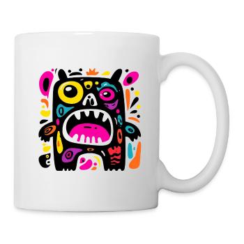 Buntes, ausdrucksstarkes Monster-Design - Tasse - Weiß - Rechts