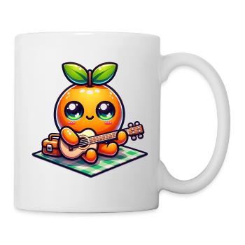 Sweet orange with ukulele at picnic - Mug - white - Right
