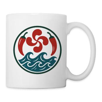 Tribal Spiralmuster in Rot und Blau - Tasse - Weiß - Rechts