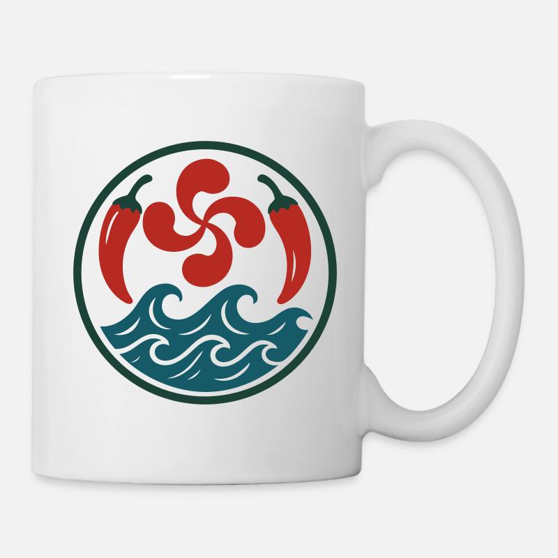 Tribal Spiral Pattern in Red and Blue - Mug - white