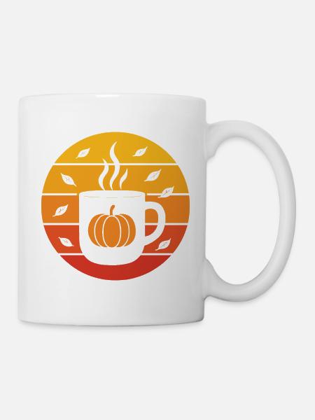 Retro Herbstsaison Kürbisgewürz - Tasse - Weiß