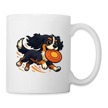 Kavalier König Charles Karikatur mit Frisbee - Tasse - Weiß - Rechts