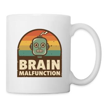 Retro-Roboter mit Regenbogen-Sonnenuntergang - Tasse - Weiß - Rechts