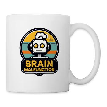 Gehirnfehlfunktion Retro Roboter Logo - Tasse - Weiß - Rechts