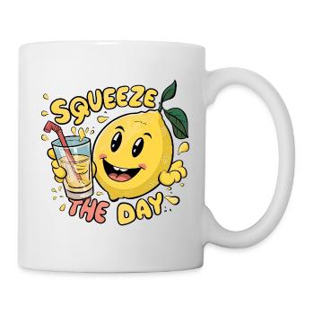 Squeeze The Day Lemon Cartoon - Mug - white - Right