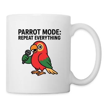 Vibrant Parrot With Microphone Illustration - Mug - white - Right