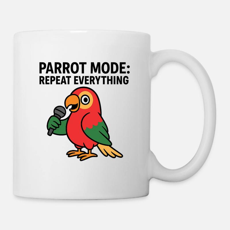 perroquet vibrant avec illustration de microphone - Mug blanc - blanc