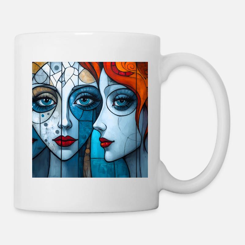 Portraits Émotifs en Art Mural Coloré - Mug blanc - blanc