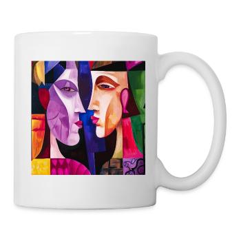 Colorful Couple Abstract Portraits - Mug - white - Right