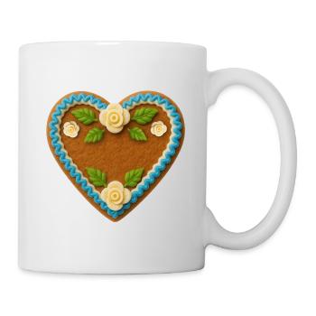 Herzhaftes Lebkuchenherz mit Zuckerguss - Tasse - Weiß - Rechts