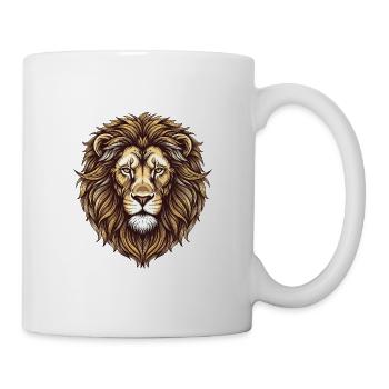 Majestueuse tête de lion dans le style tatouage - Mug blanc - blanc - Droite