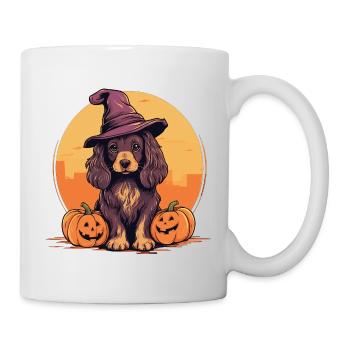 Halloween Witch Hat Pumpkin Dog Cocker Spaniel - Mug - white - Right