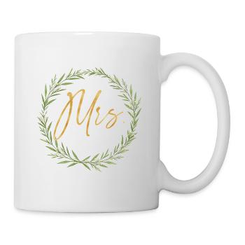 Mrs! Elegantes Kranz Design für Bräute  - Tasse - Weiß - Rechts